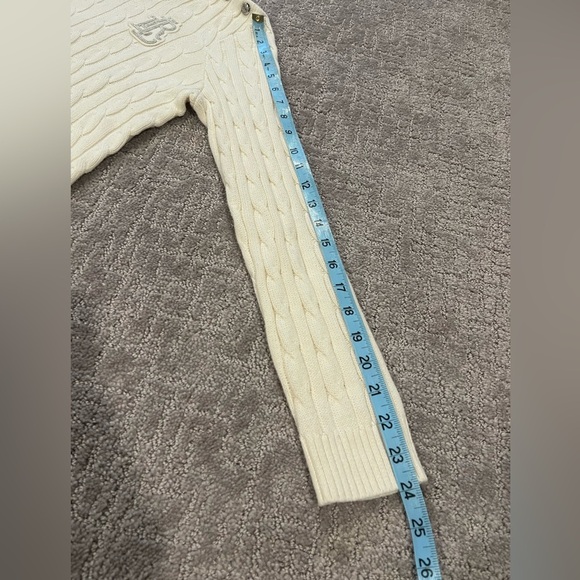 Ralph Lauren Off White Cable Knit Sweater, Crew Neck, Monogram,Silver Buttons, M - Picture 12 of 16